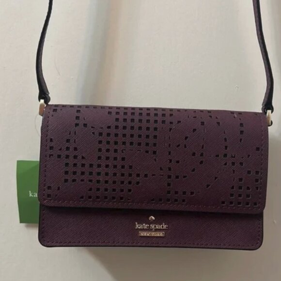 Kate Spade New York Cameron Street Perforated Mini Arielle Crossbody - Deep Plum - Picture 4 of 8